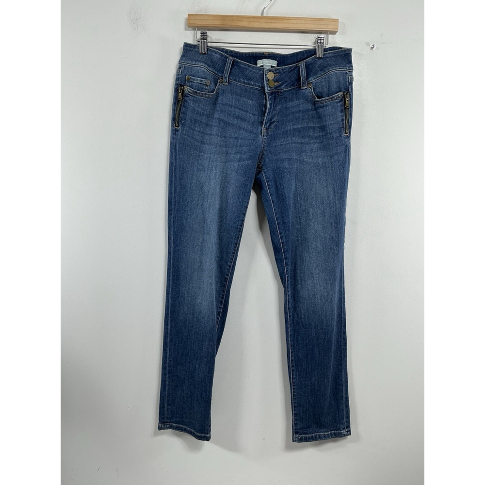 Womans Excellent Cond. NY & Co Blue Jeans Size 6 Zipper Pocket Accent 0208/C-5